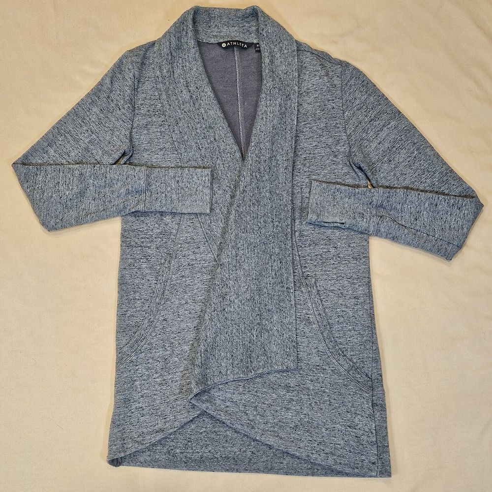 Athleta Gray Asymmetrical Casual Stretch Open Cardigan Modal Blend  Womens Sz XS